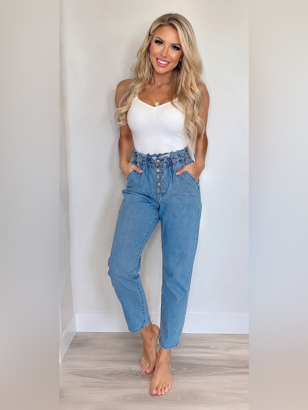 LOFT High Rise Straight Leg Jeans Light Wash Stretch Denim No Size Tag